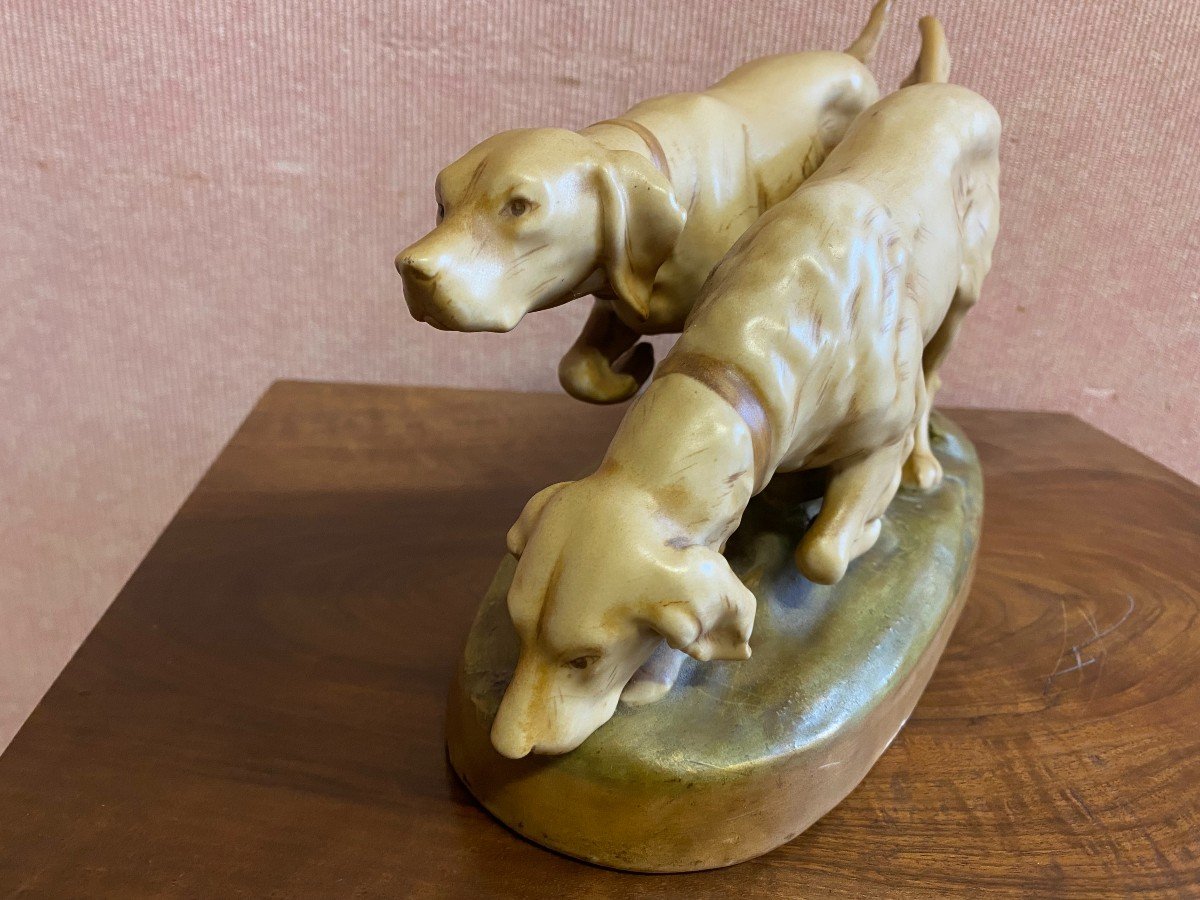  Royal Dux Porcelain Hunting Dogs-photo-2