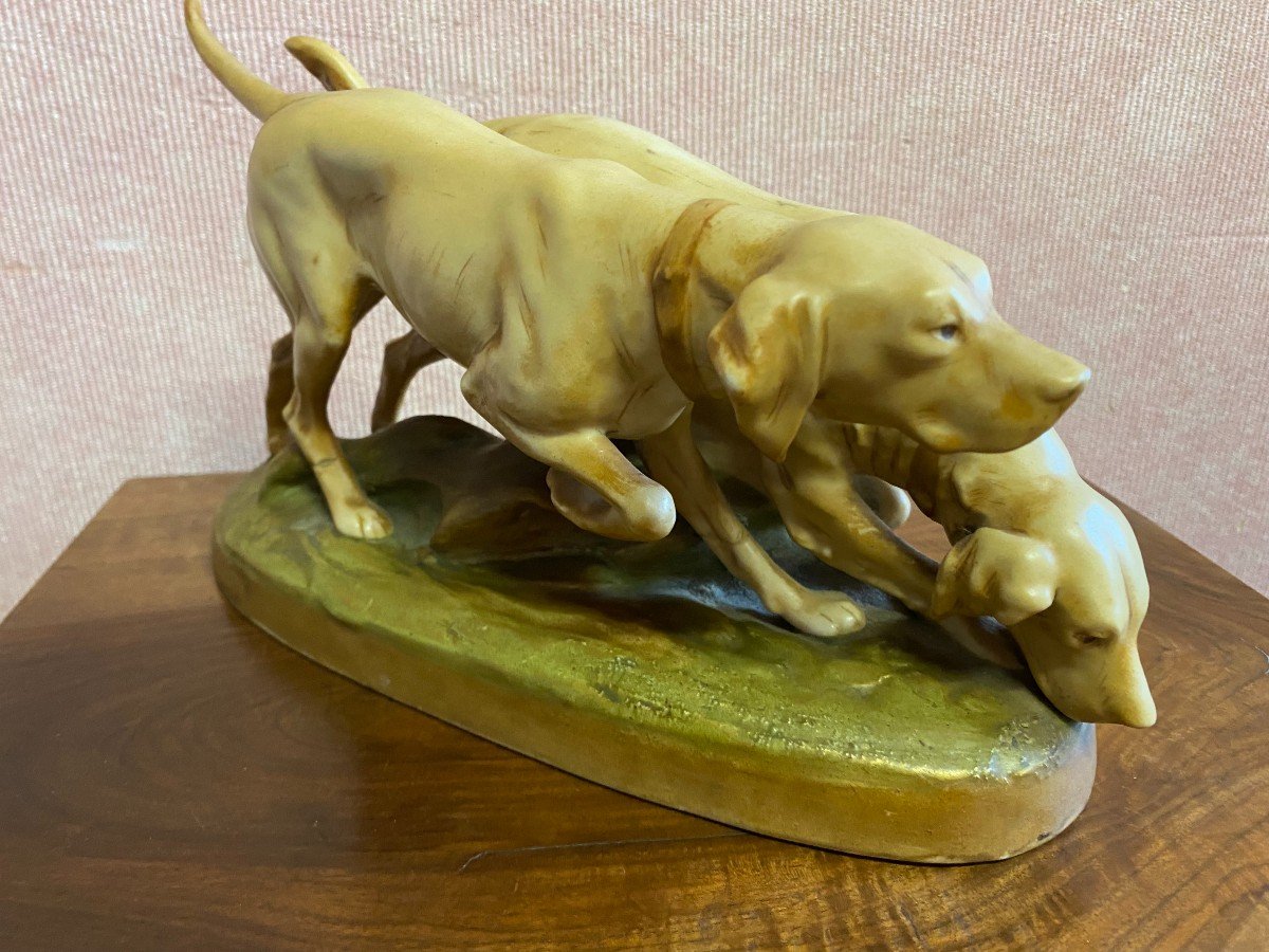  Royal Dux Porcelain Hunting Dogs