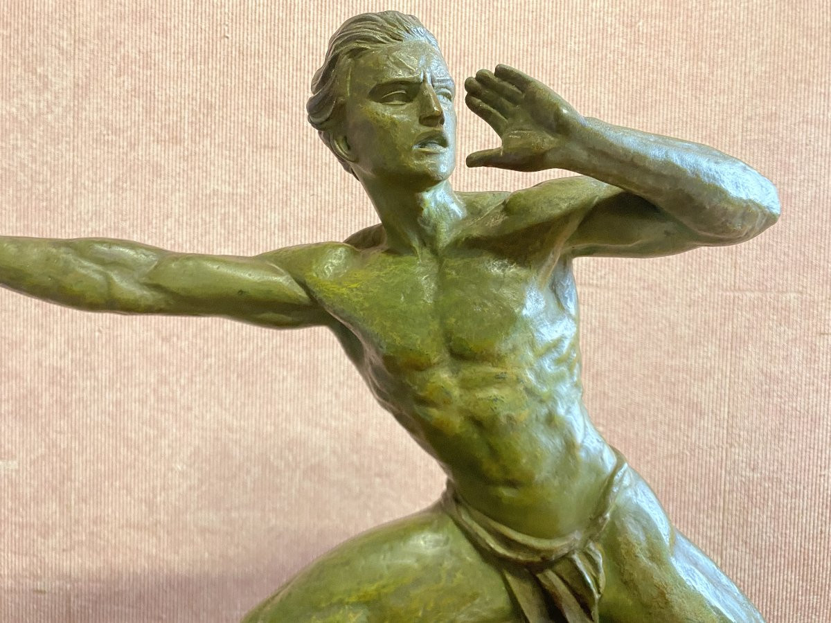 Spelter And Marble, Art Deco, By Jean De Roncourt.-photo-3