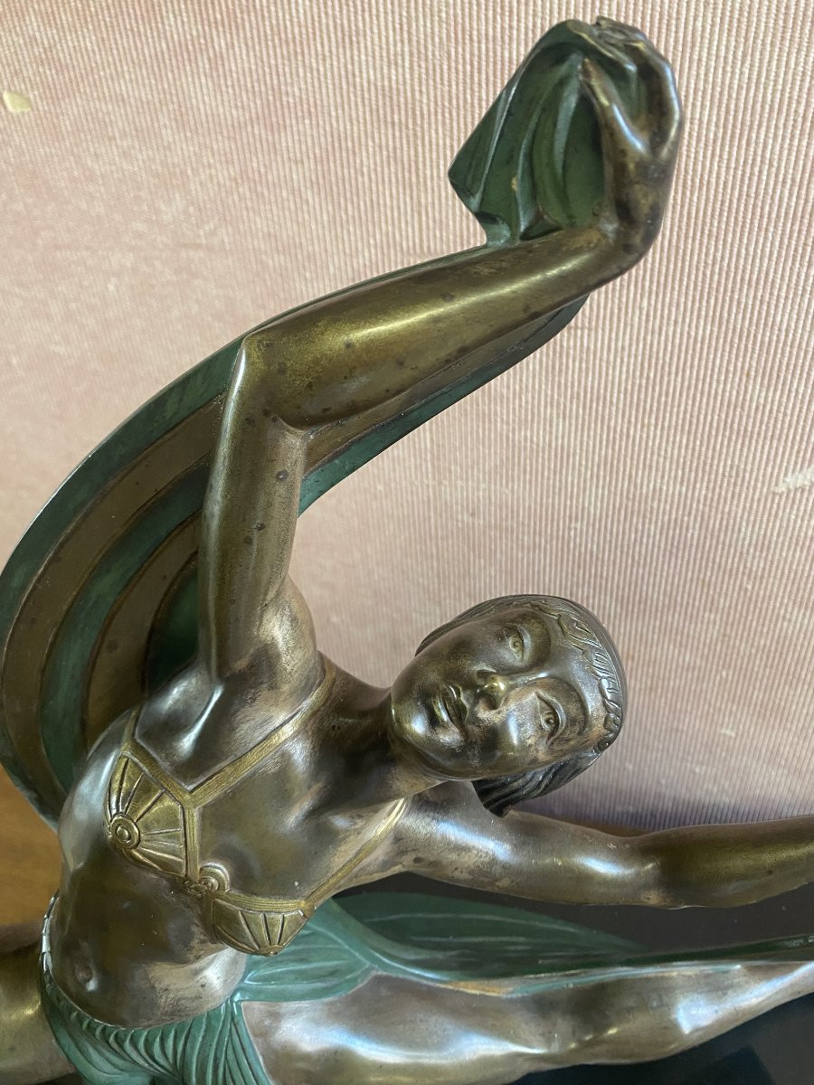Danseuse Art Déco En Bronze Et Marbre Signé J. Lormier-photo-7