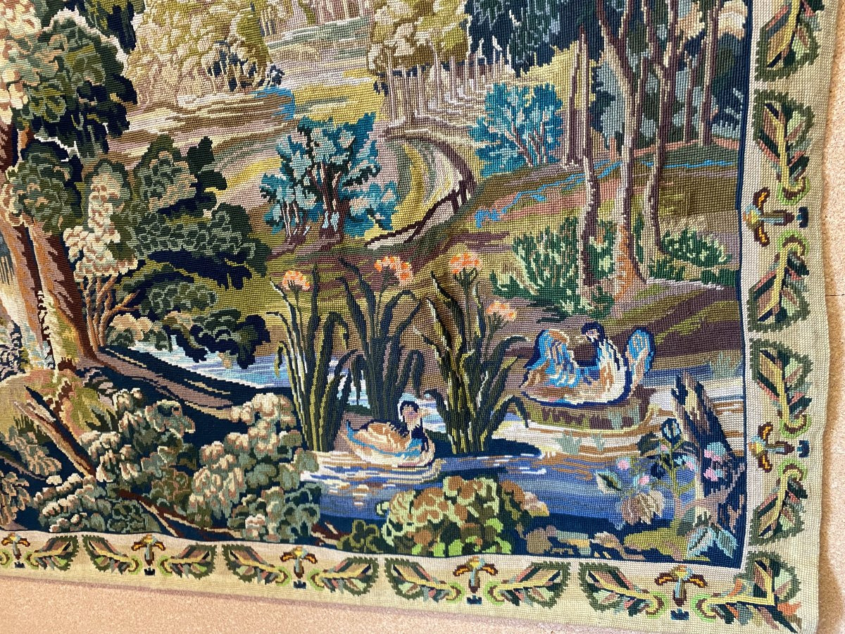 Tapisserie florale, Faite à La Main, Des Années 40.-photo-3