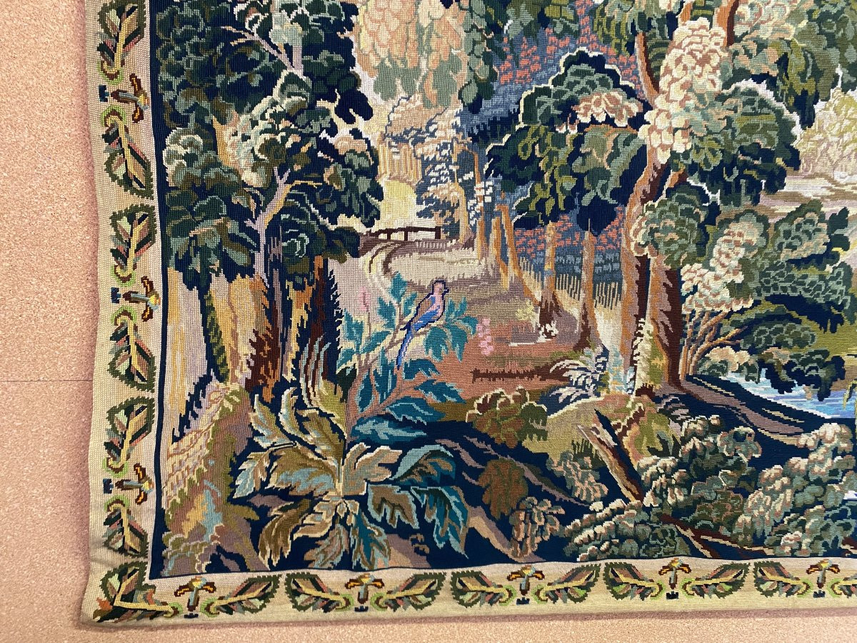 Tapisserie florale, Faite à La Main, Des Années 40.-photo-1