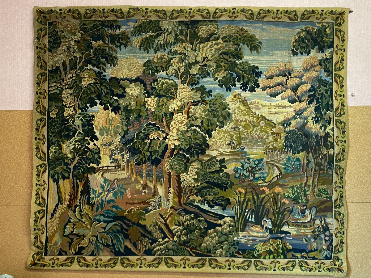 Tapisserie florale, Faite à La Main, Des Années 40.-photo-4