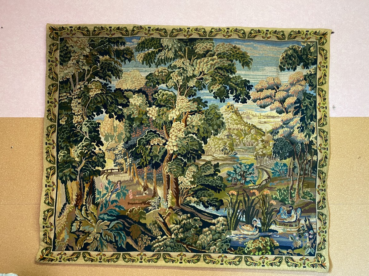 Tapisserie florale, Faite à La Main, Des Années 40.