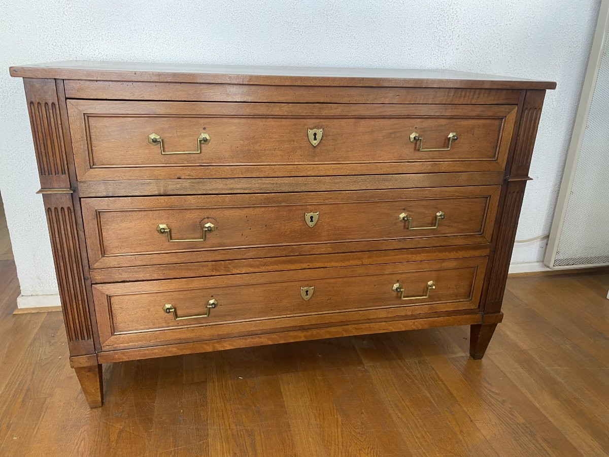 Commode De style Louis XVI en noyer.-photo-6