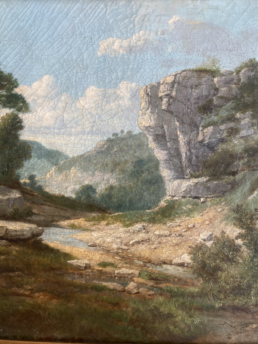 Huile sur toile Du XIX  siècle. Paysage-photo-4