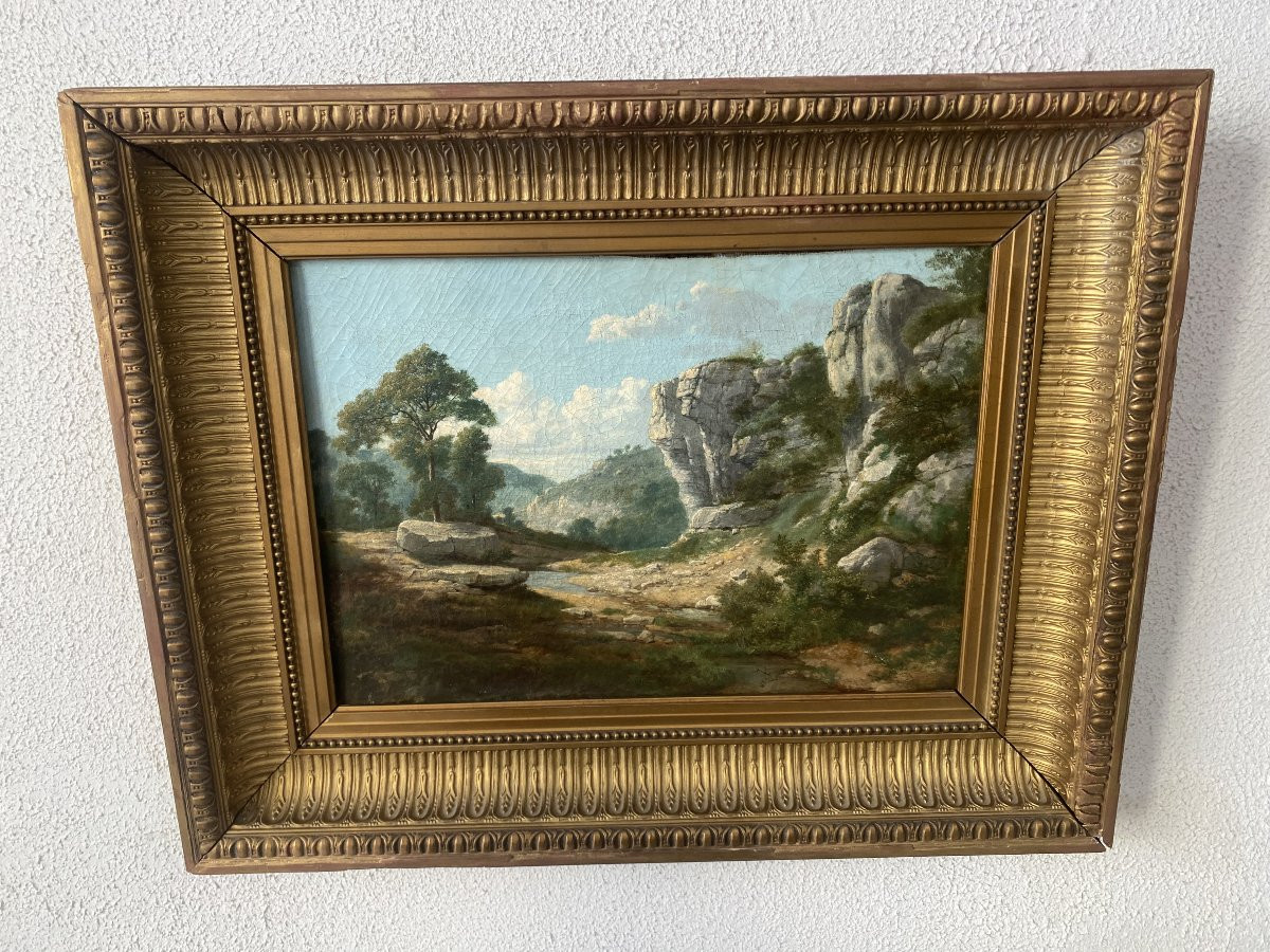 Huile sur toile Du XIX  siècle. Paysage-photo-2