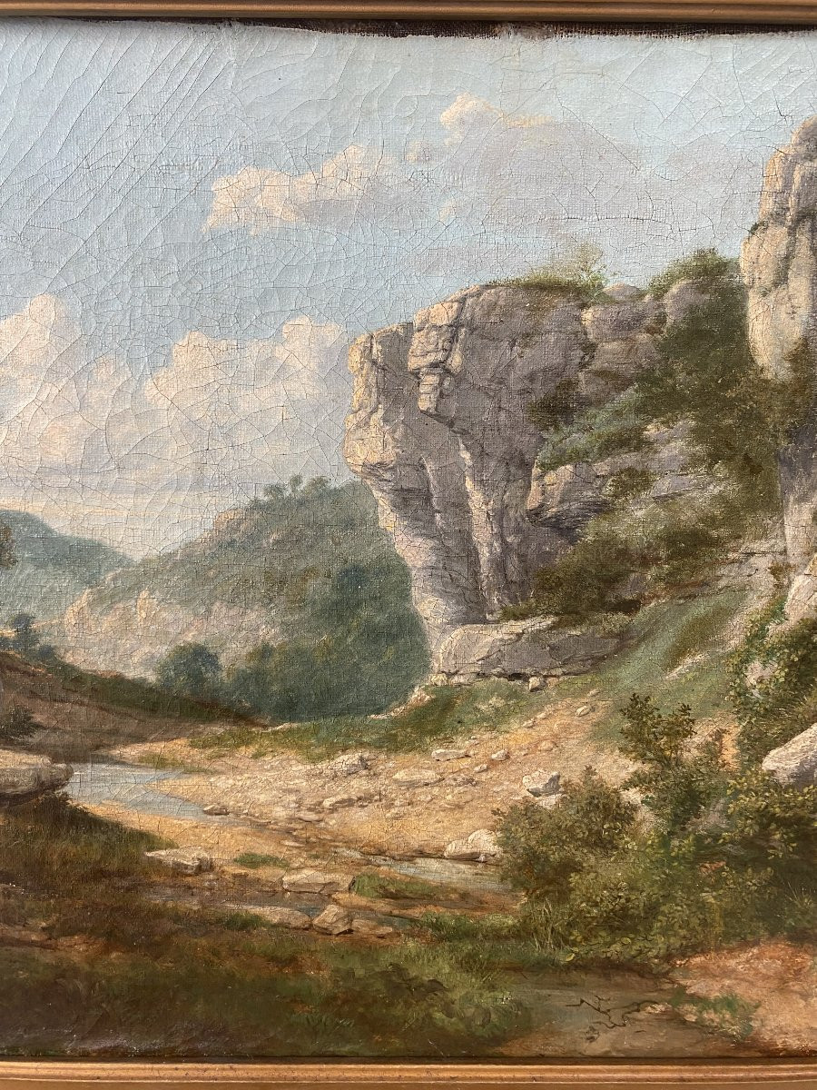Huile sur toile Du XIX  siècle. Paysage-photo-5