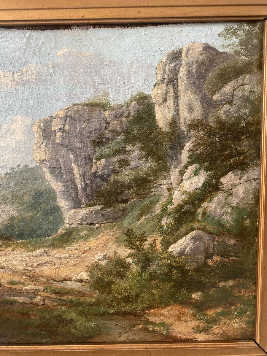 Huile sur toile Du XIX  siècle. Paysage-photo-6