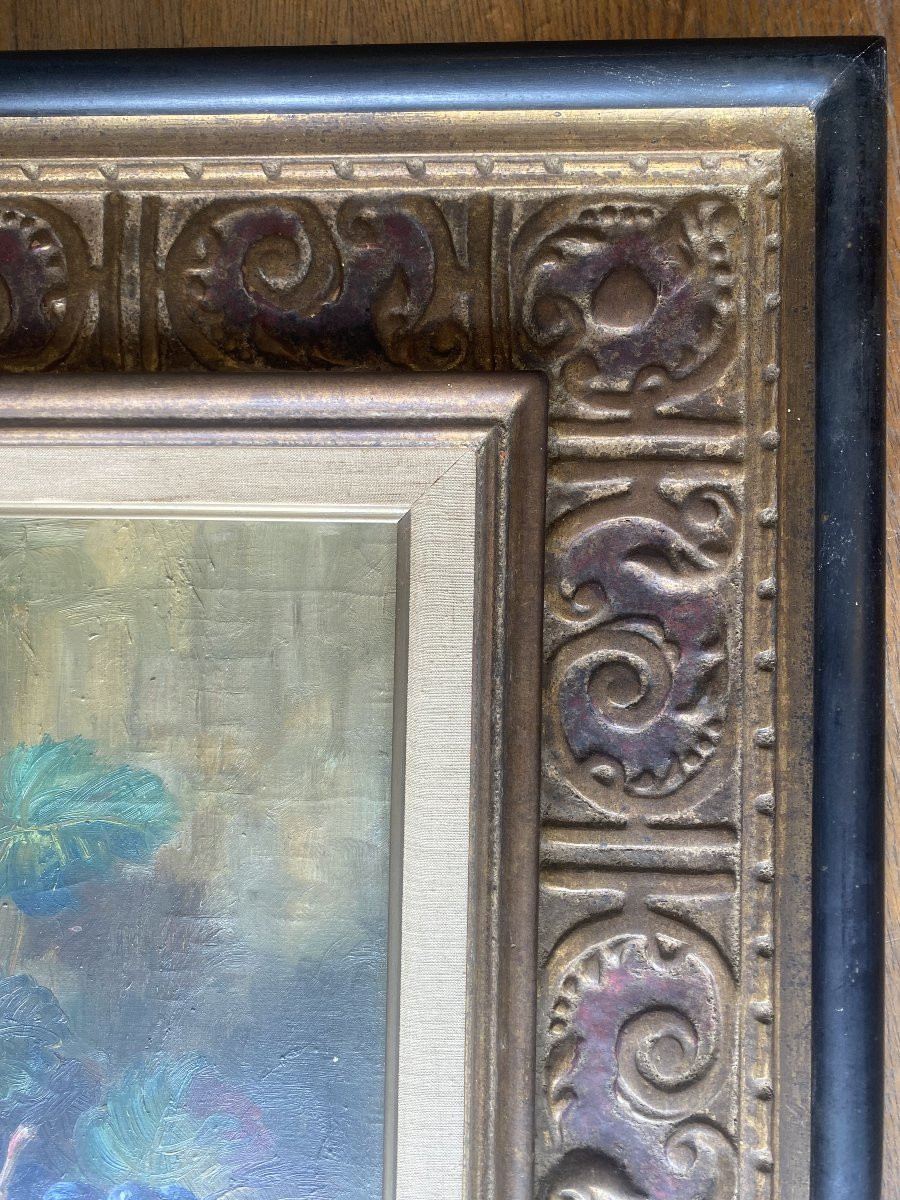 Huile sur toile signée Francisco Segura Domingo 1893-1974 " Nature morte aux raisins, chapeau "-photo-6