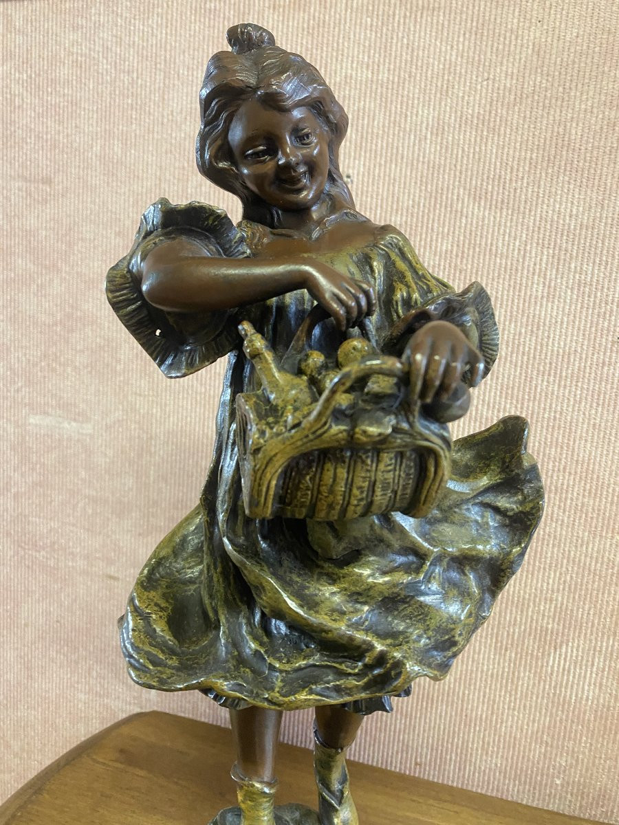 Statue In Spelter "we're Going To Taste" Signed Flora-photo-1