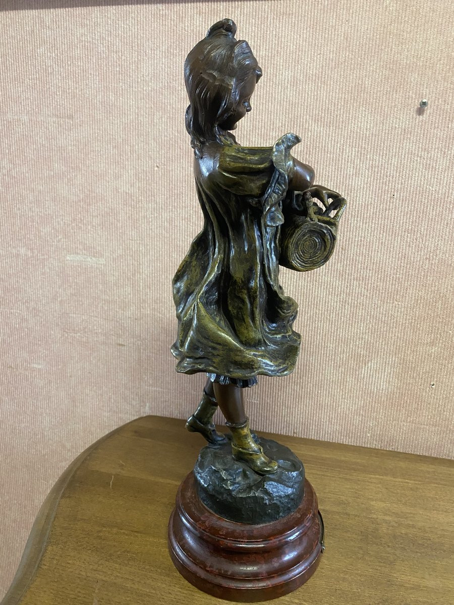 Statue In Spelter "we're Going To Taste" Signed Flora-photo-2
