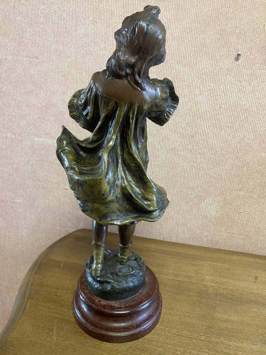 Statue In Spelter "we're Going To Taste" Signed Flora-photo-3