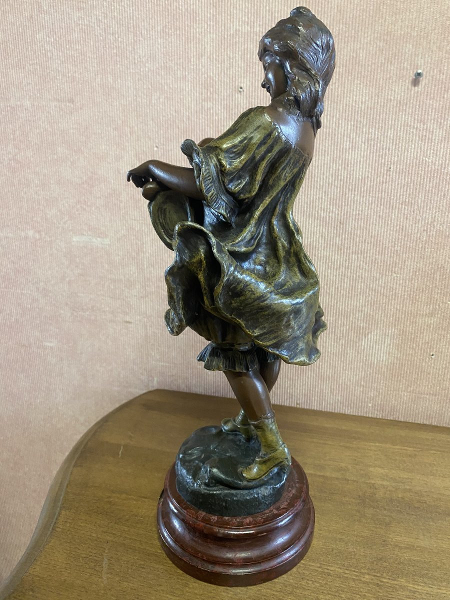 Statue In Spelter "we're Going To Taste" Signed Flora-photo-4