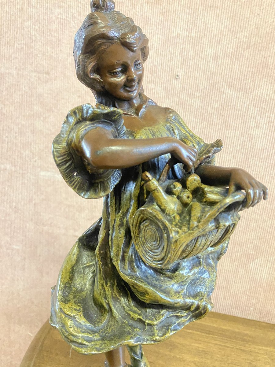 Statue In Spelter "we're Going To Taste" Signed Flora-photo-5