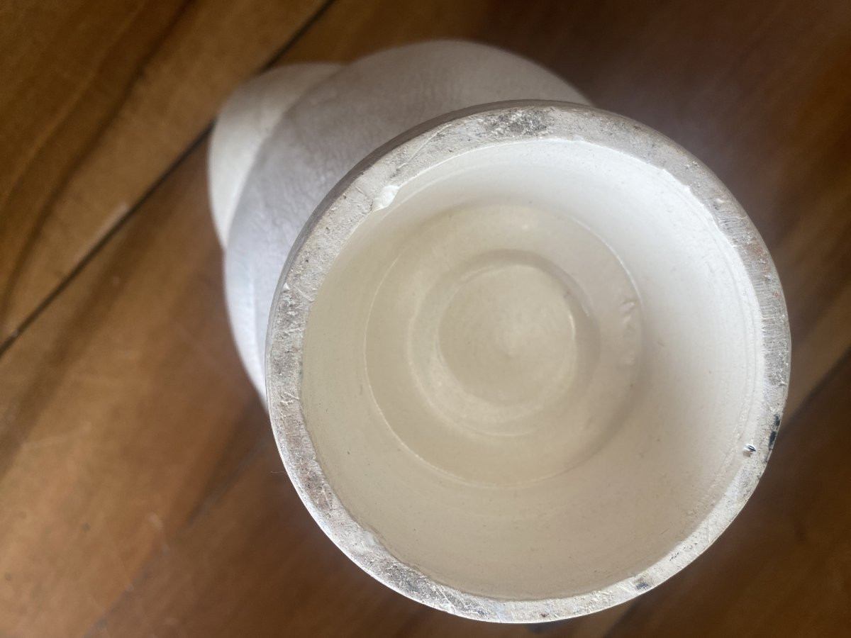 Cafetière en céramique craquelée, figurant une femme. Très bon état.-photo-3