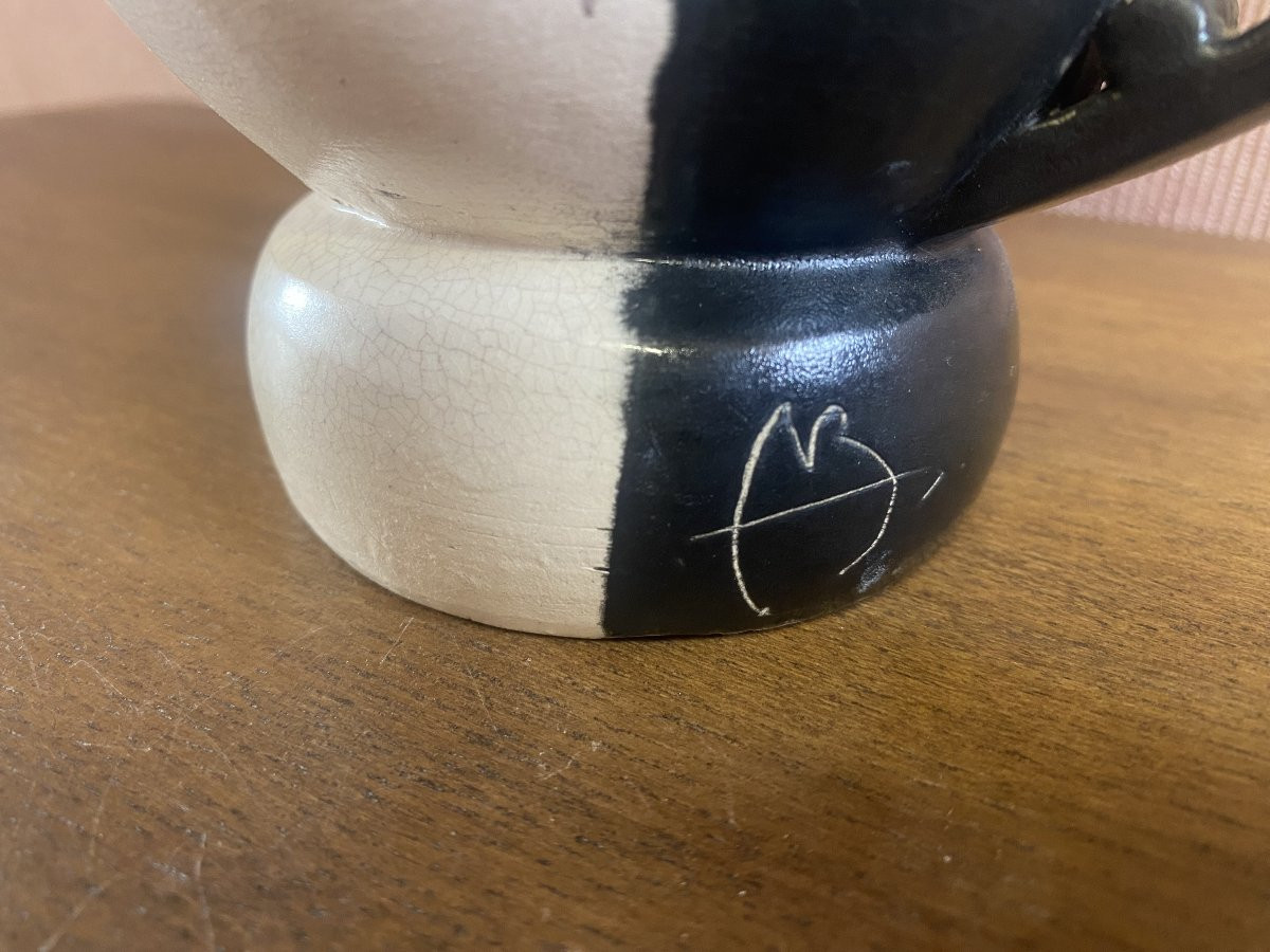 Cafetière en céramique craquelée, figurant une femme. Très bon état.-photo-4