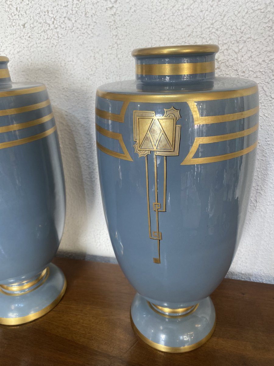 Paire de vases Art Déco signé Pinon Heuzé-photo-2
