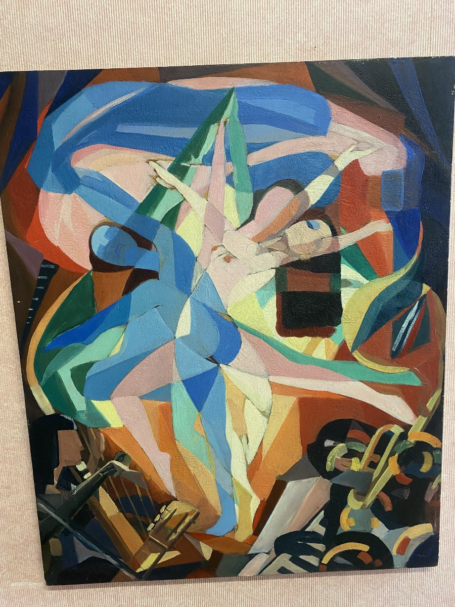 Huile sur toile "danseuses " non signée.-photo-2