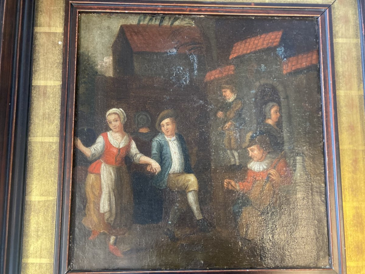 Oil On Canvas, Dutch Painting, 18th Century. Tavern Scene.-photo-3