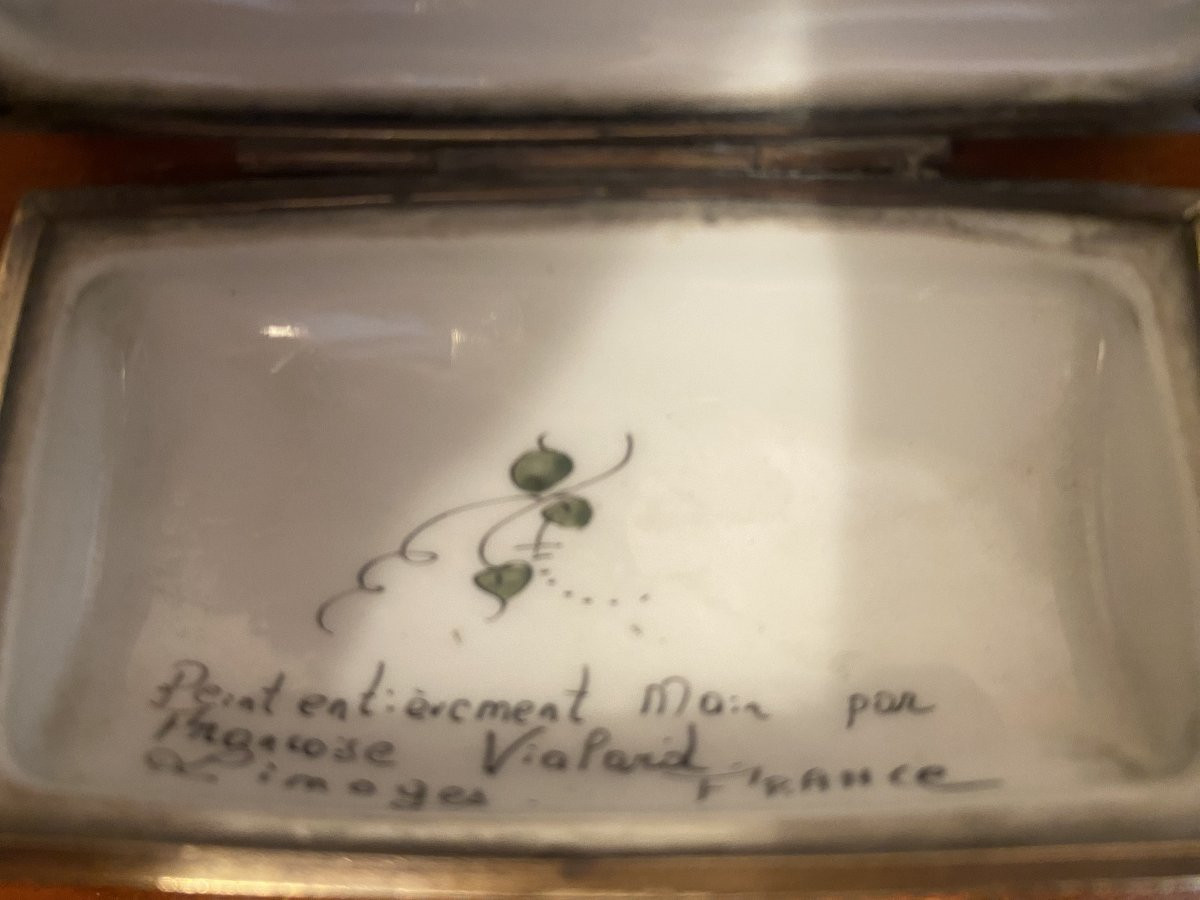 tabatière à décor de voilier avec une anotation à l'intérieur. Parfait état.-photo-3