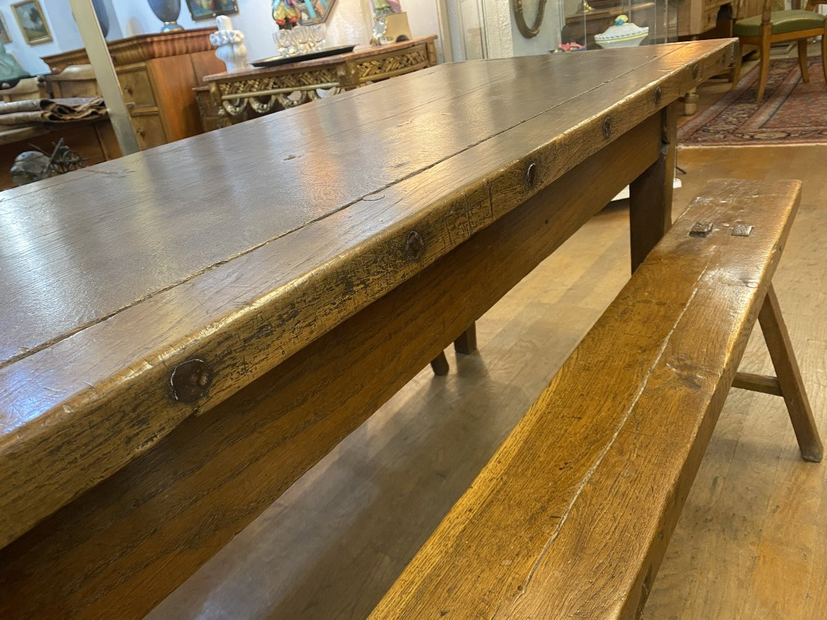 A Peasant Table Made Of Ash Wood With Its Benches. -photo-1