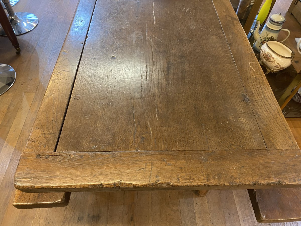A Peasant Table Made Of Ash Wood With Its Benches. -photo-2