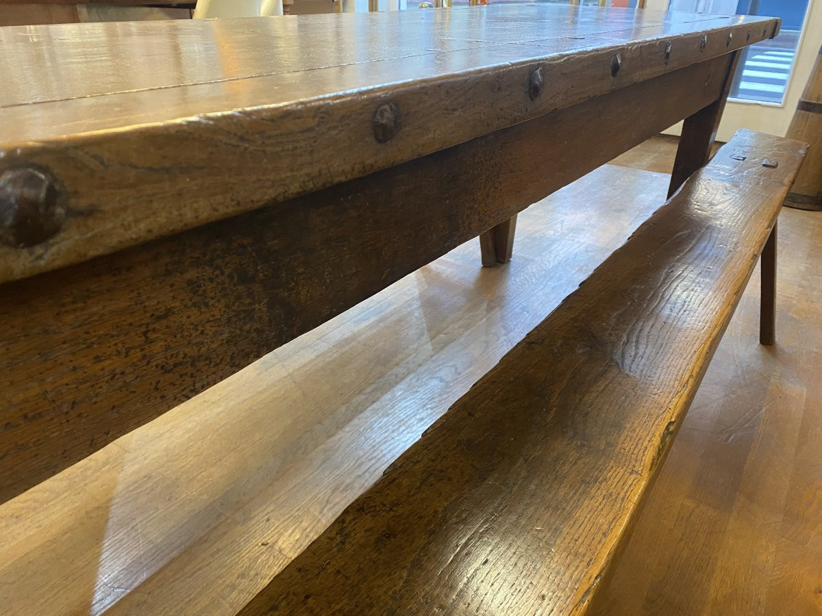 A Peasant Table Made Of Ash Wood With Its Benches. -photo-8