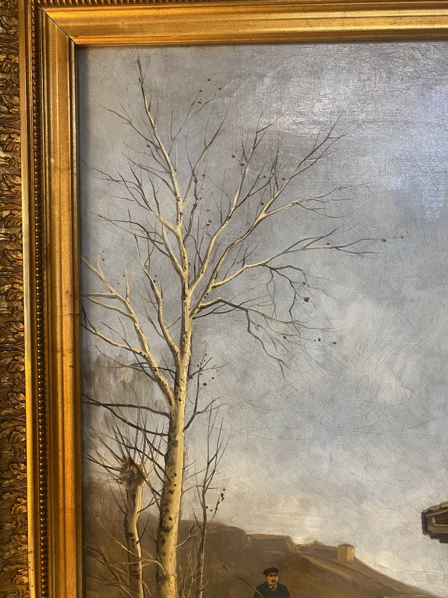 Huile sur toile signé Claudius Seignol. Scêne de la vie rurale, " le laitier "-photo-3