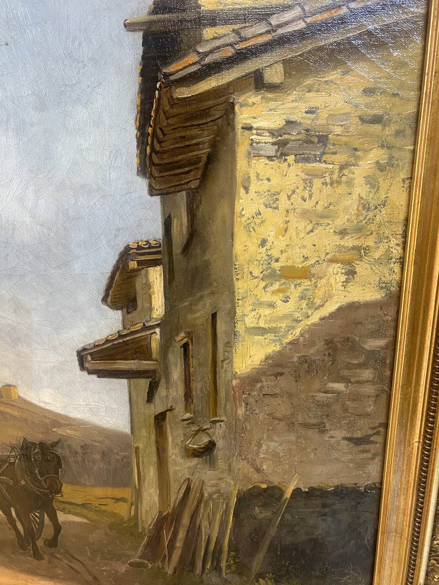 Huile sur toile signé Claudius Seignol. Scêne de la vie rurale, " le laitier "-photo-3