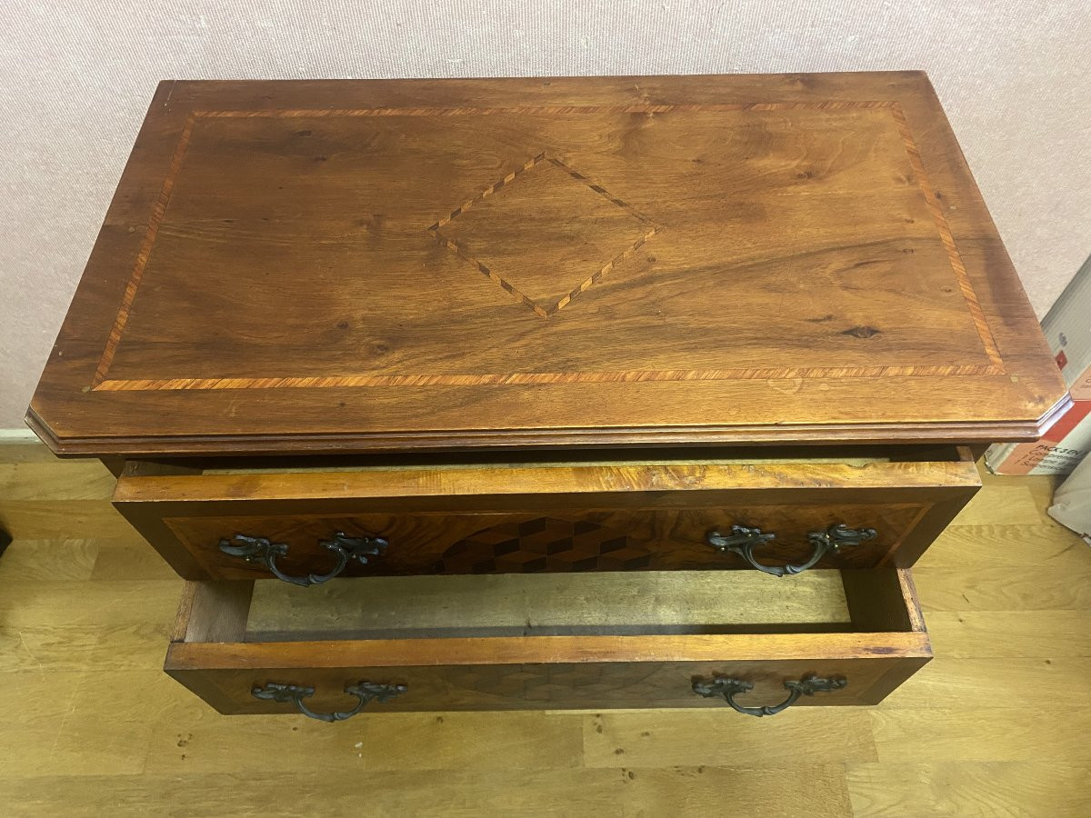 Small Louis XV Style Chest Of Drawers In Rosewood Marquetry. Very Good Condition.-photo-2