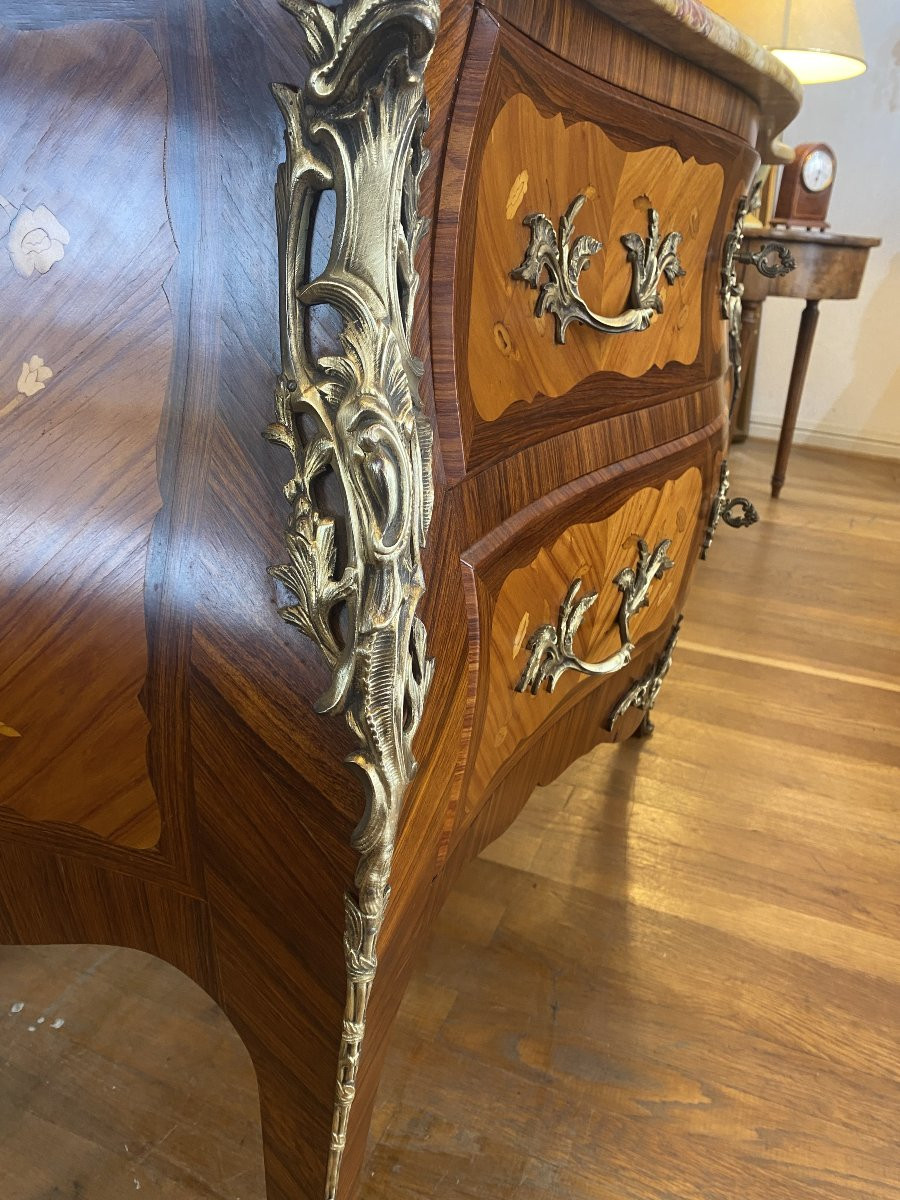 Louis XV Style Rosewood Marquetry Commode-photo-7