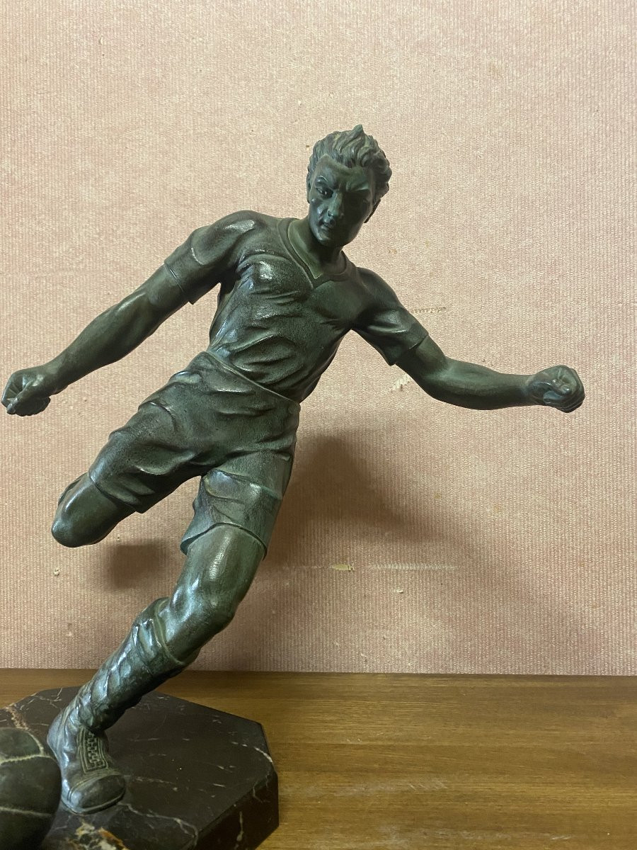 Régule sur socle en marbre "le footballeur"-photo-2