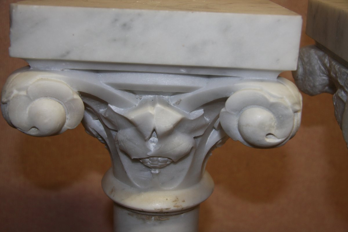 Paires de colonnes en marbre de Carrare légèrement veinée-photo-8
