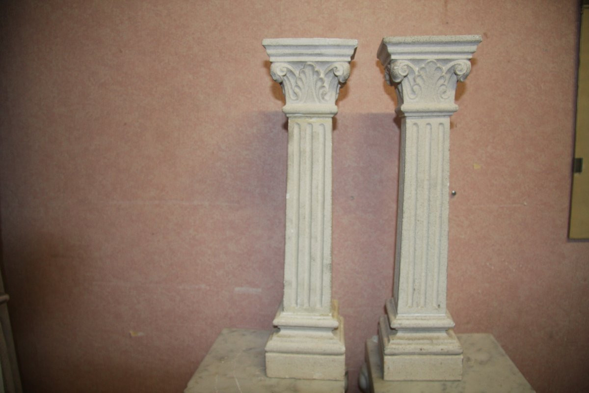 Pair Of Columns Made Of Reconstituted Stone.-photo-2