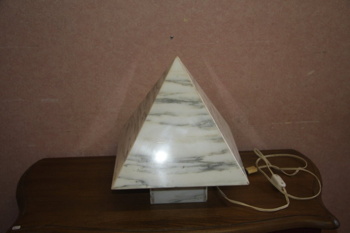 Lamp Made Of Slightly Mottled Carrara Marble. -photo-2