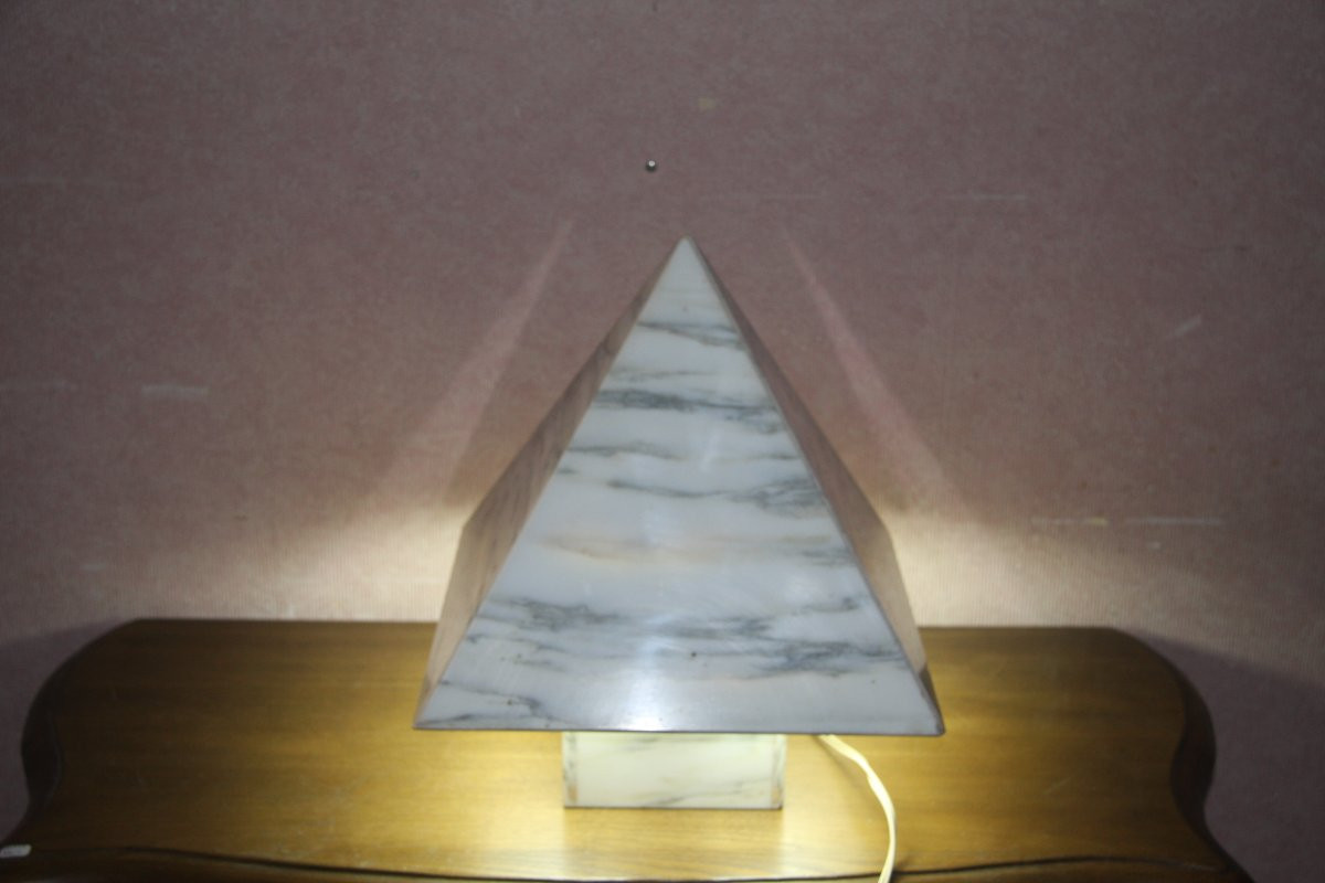 Lamp Made Of Slightly Mottled Carrara Marble. -photo-7