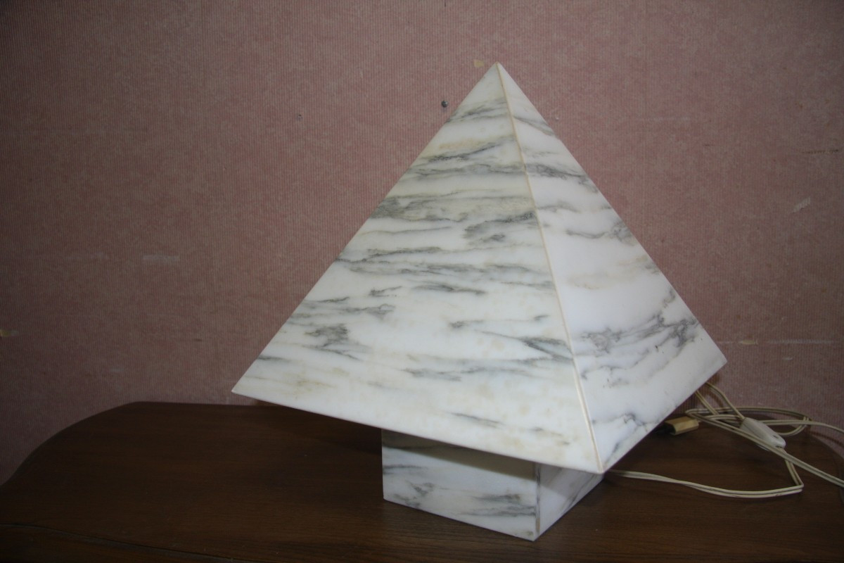 Lamp Made Of Slightly Mottled Carrara Marble. 