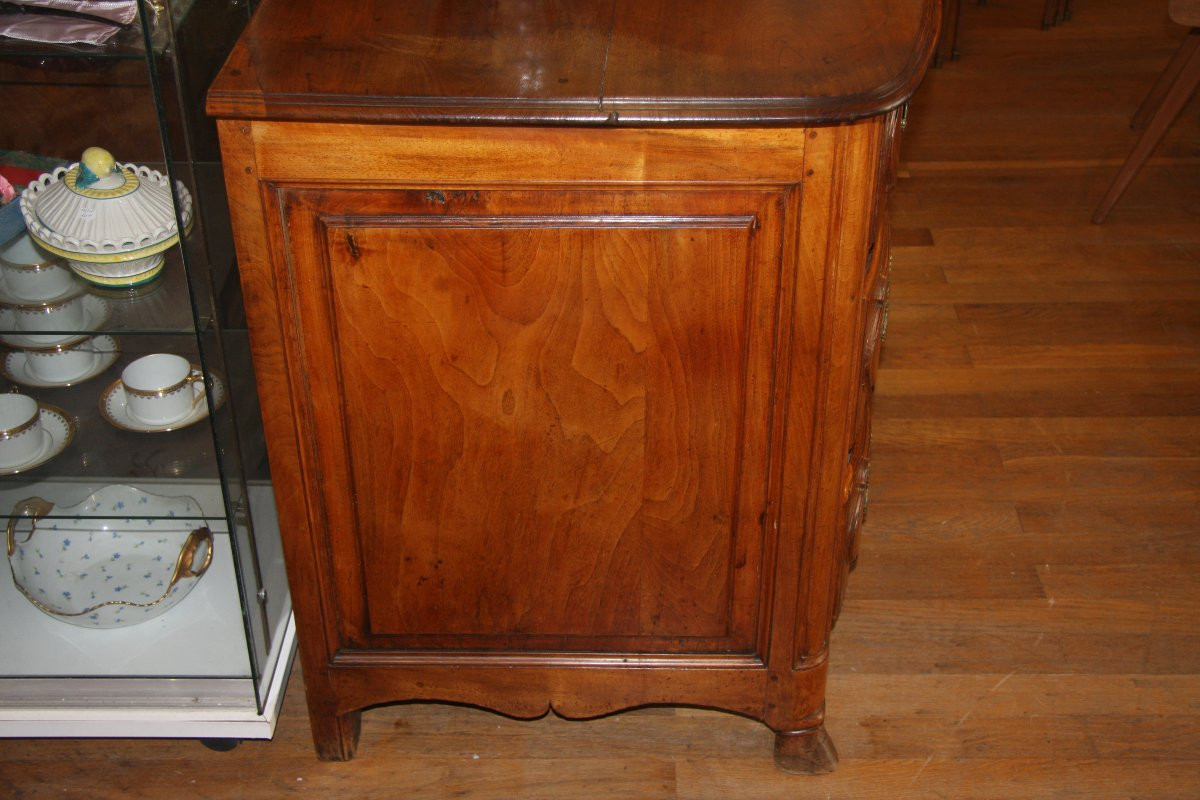 Commode régence en noyer, 3 tiroirs, poignées de tirage en bronze.-photo-2