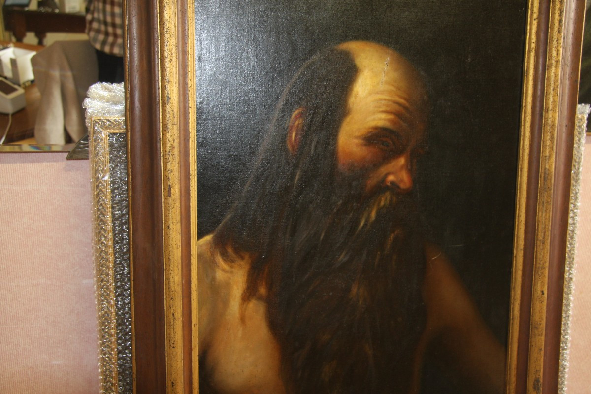 Huile sur toile , l'ermite"