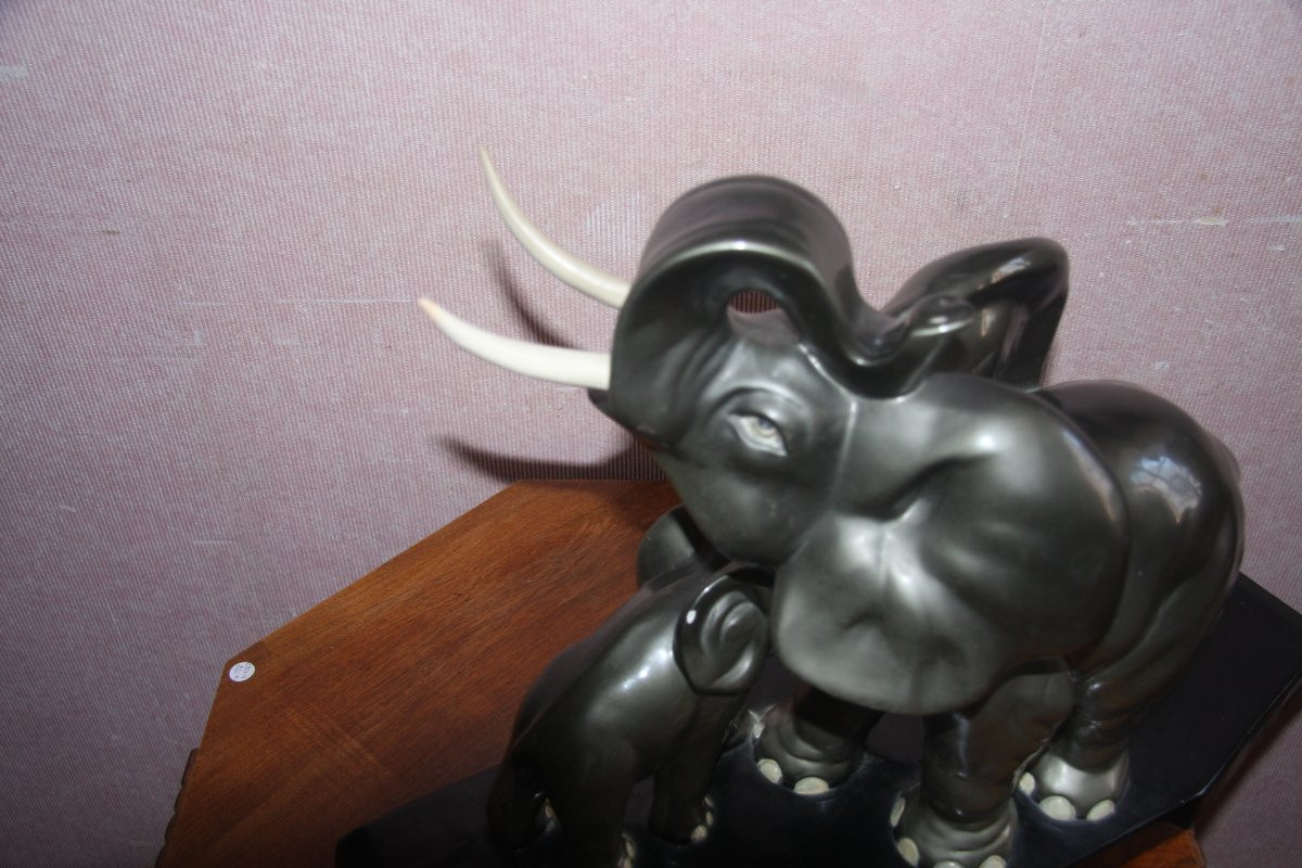 Elephant And Her Calf In Plaster, Signed Paqliai-photo-1