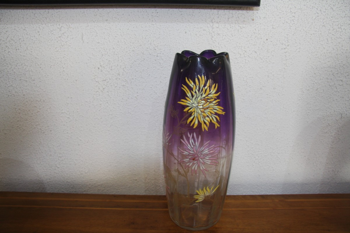Vase Decorated With Enamelled Flowers In The Legras Style
