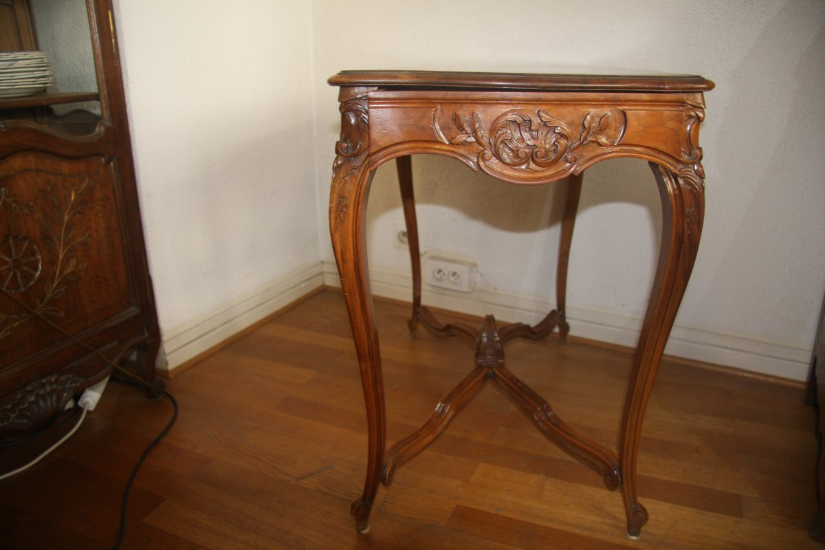 Table bureau et sa chaise en noyer de style Louis XVI.-photo-3