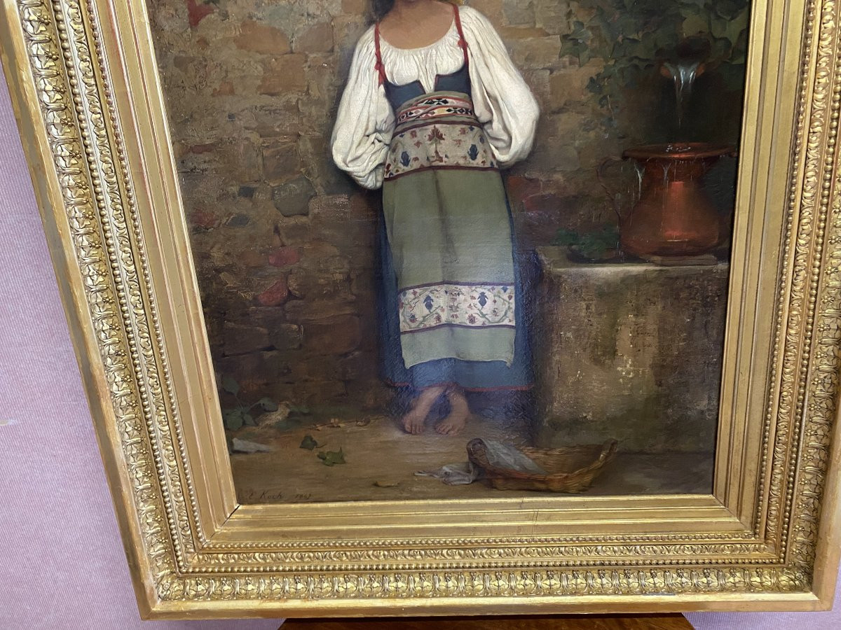 Huile sur toile signée élisa Koch 1867. (1833-1914)-photo-1