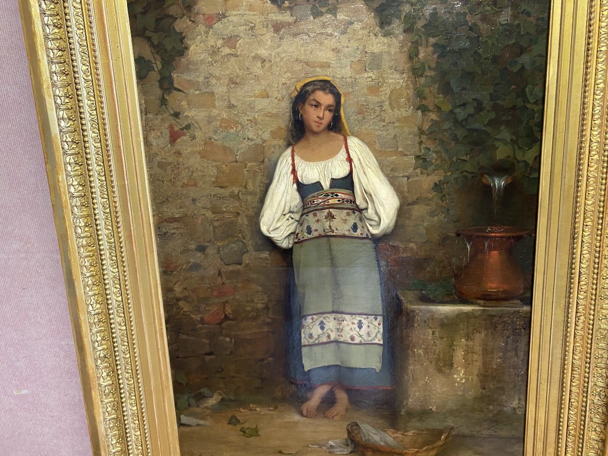 Huile sur toile signée élisa Koch 1867. (1833-1914)-photo-3