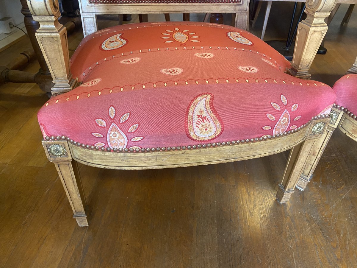 Paire de fauteuils de style Néo classique en sycomore.-photo-4