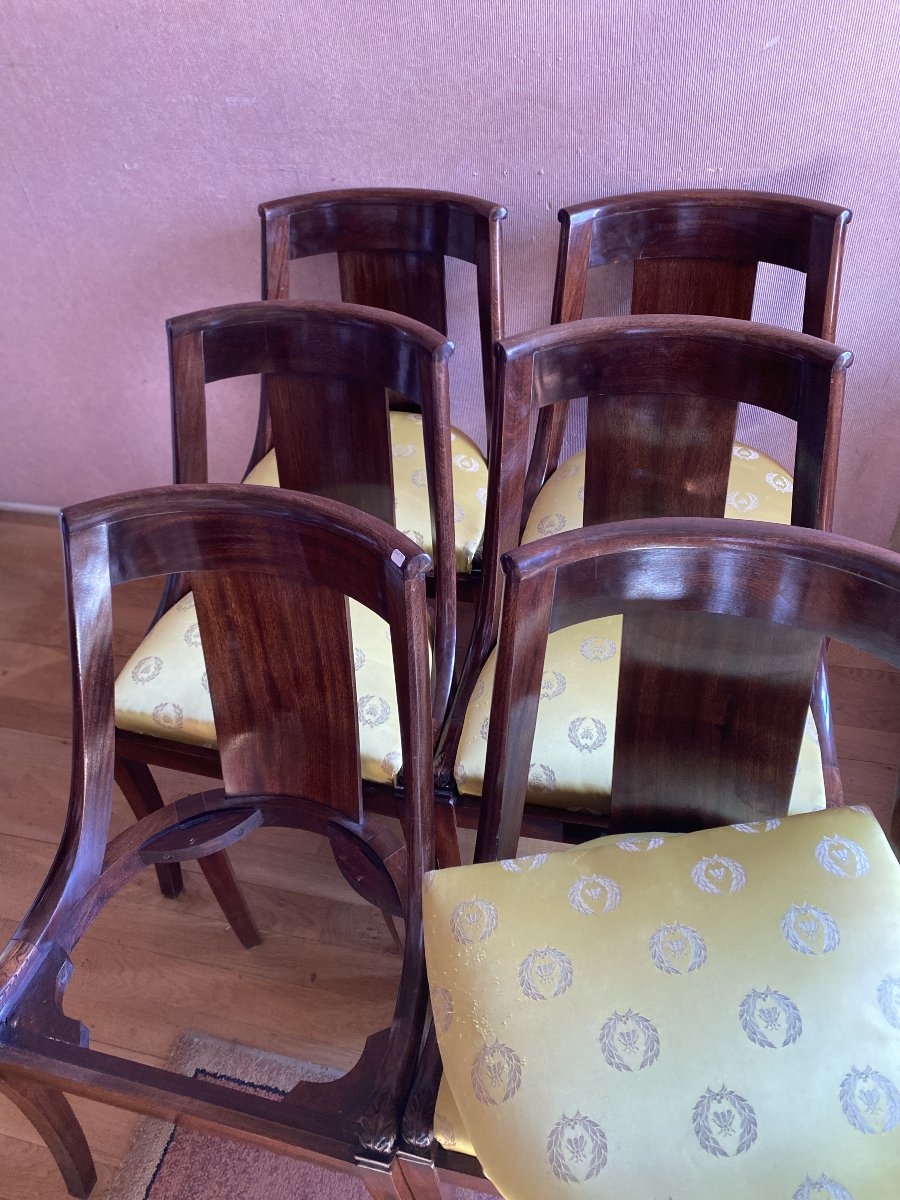 Set Of 6 Mahogany Gondola Chairs From The 1950s.-photo-2