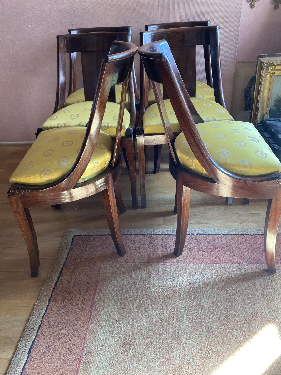 Set Of 6 Mahogany Gondola Chairs From The 1950s.-photo-4