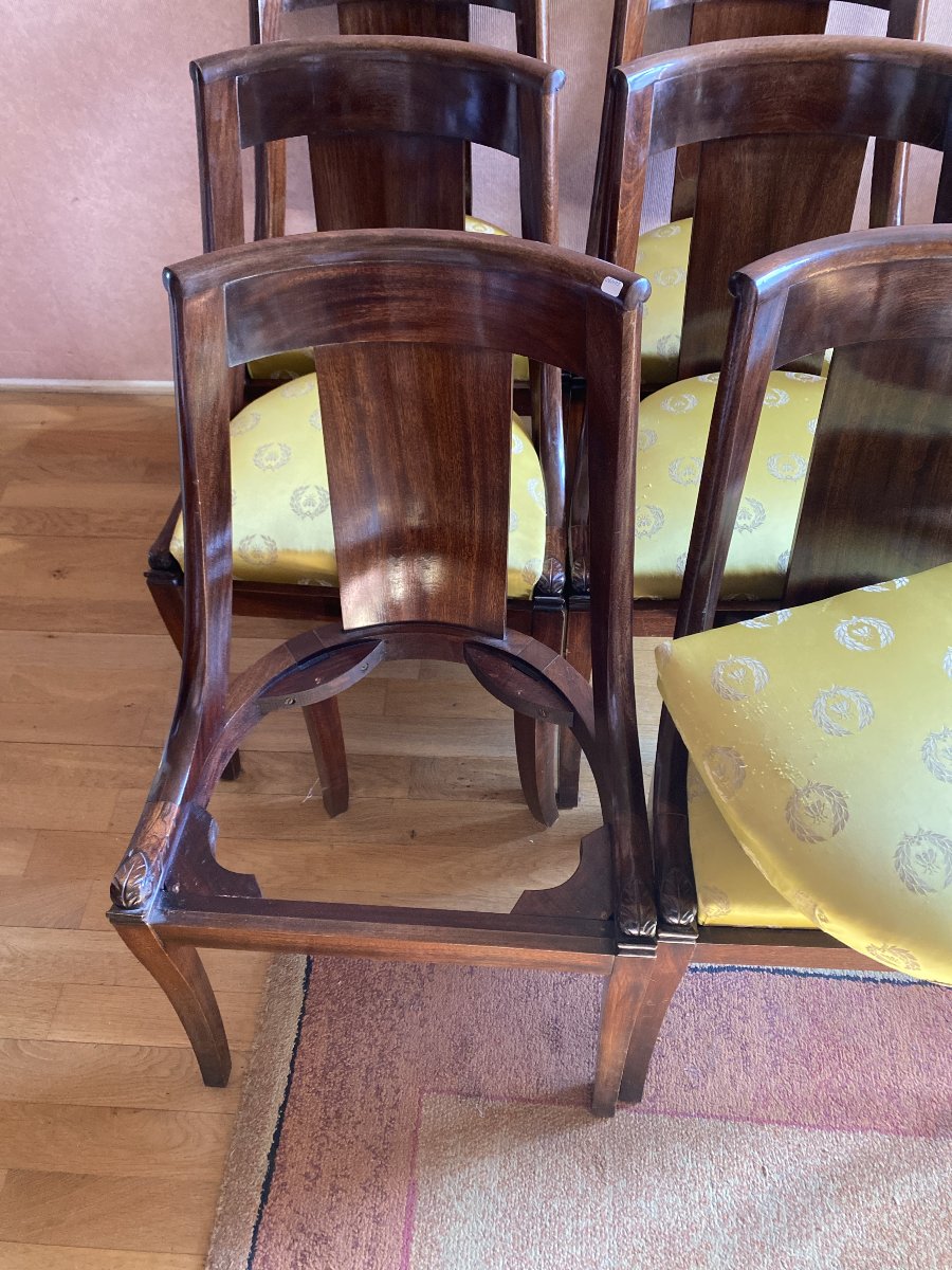 Set Of 6 Mahogany Gondola Chairs From The 1950s.-photo-5