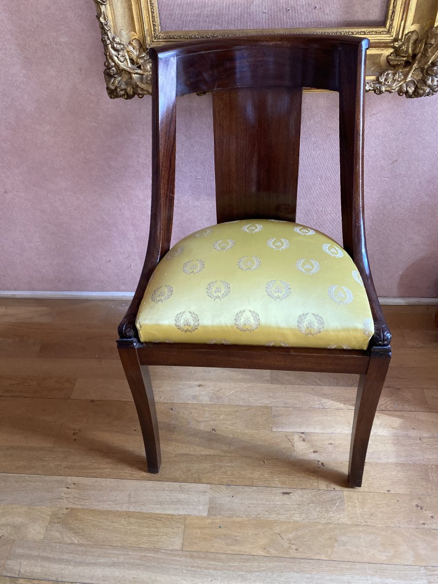 Set Of 6 Mahogany Gondola Chairs From The 1950s.